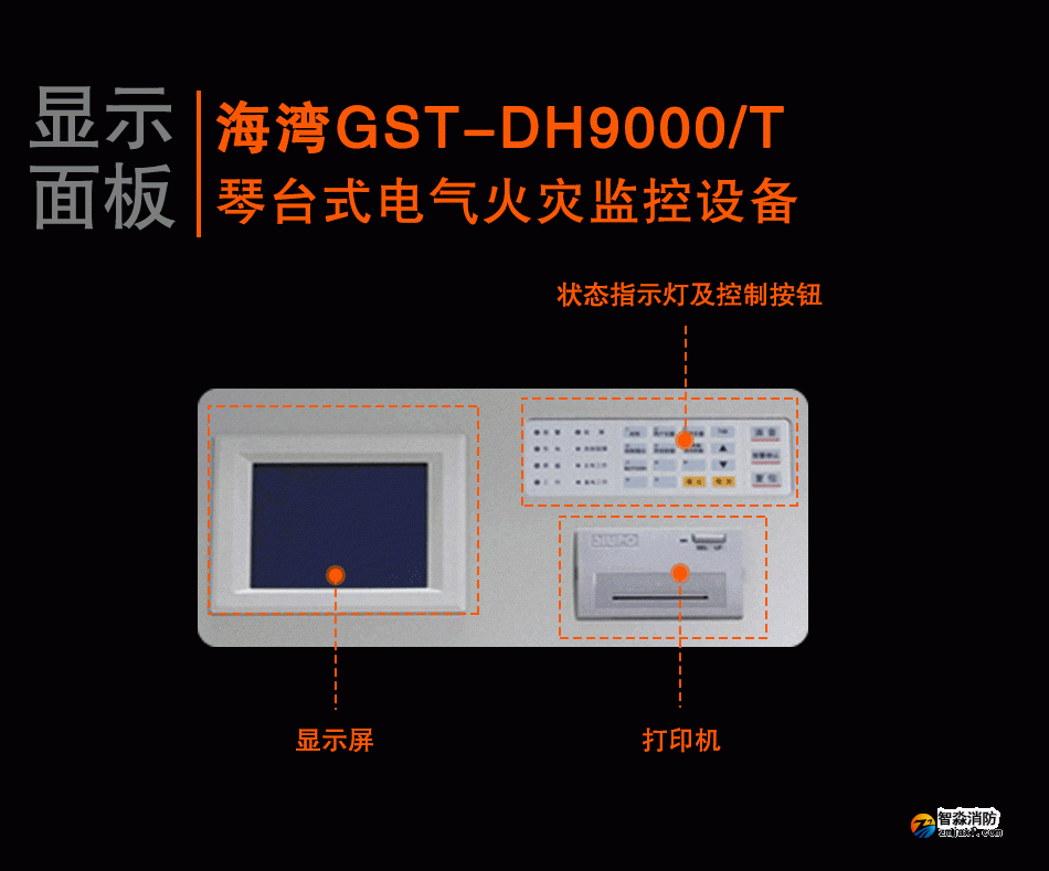 GST-DH9000/T琴台式电气火灾监控设备显示面板