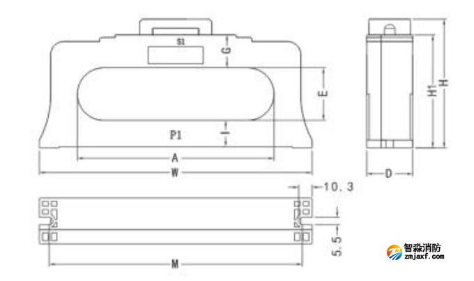 闭口式，方孔100A-630A外形尺寸图