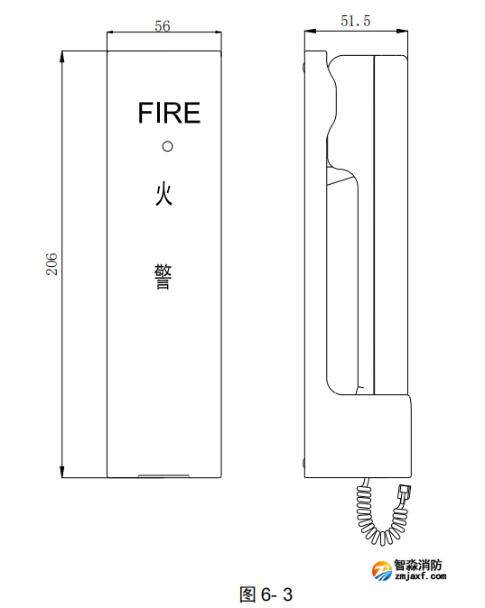海湾GST-TS-100A/100B型消防电话分机示意图 海湾GST-TS-100A/100B型消防电话分机示意图